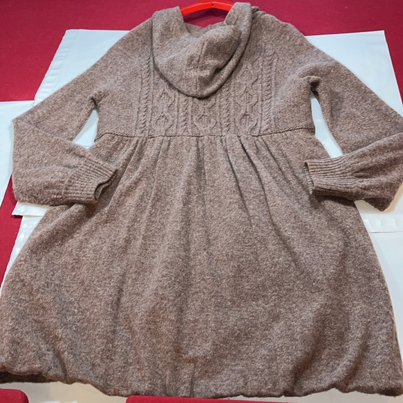 Free People brown Princess Toggle CableKnit Lambswool nylon Sweater Coat jacket - Picture 3 of 16